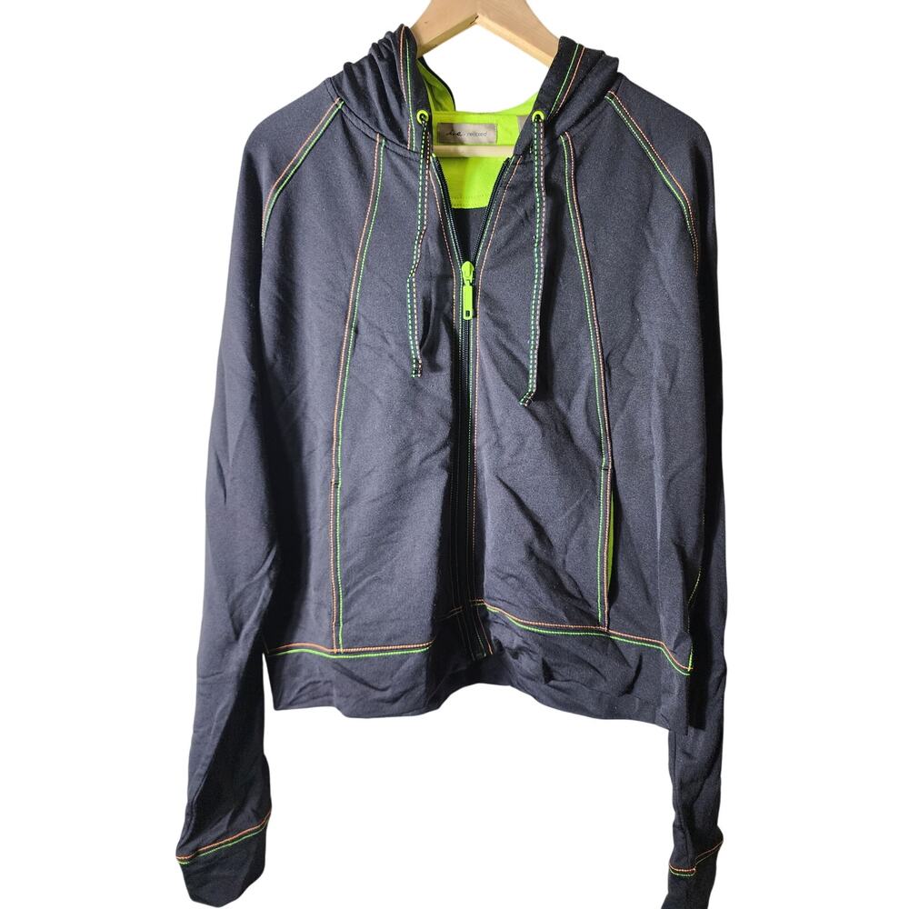 i.e. Relaxed Gray Green Contrast Classic Full Zip Active Hooded Jacket SZ XL